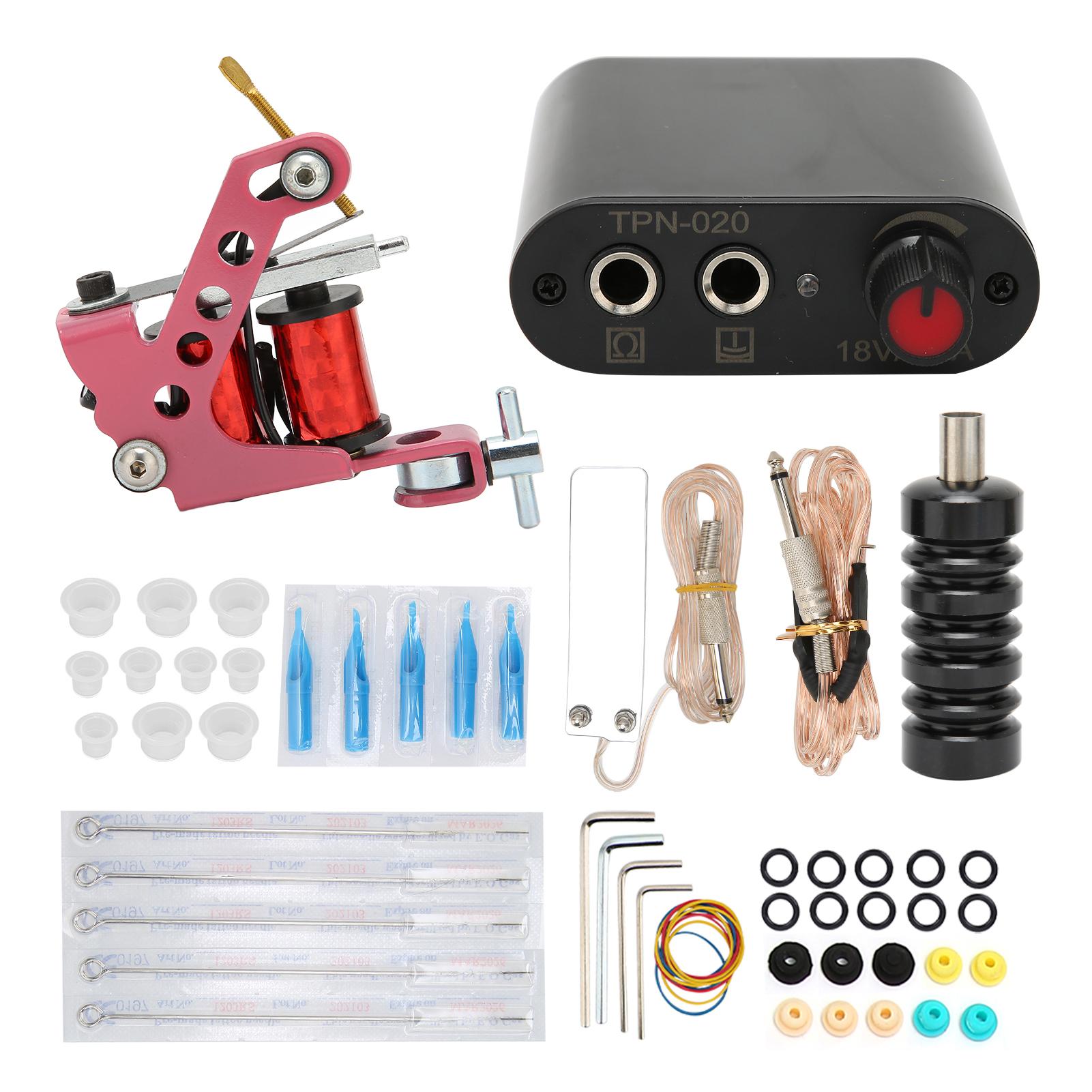 

Профессиональный полный набор для татуировки, набор тату-машинок с тату-иглами и блоком питания для начинающих EU Plug