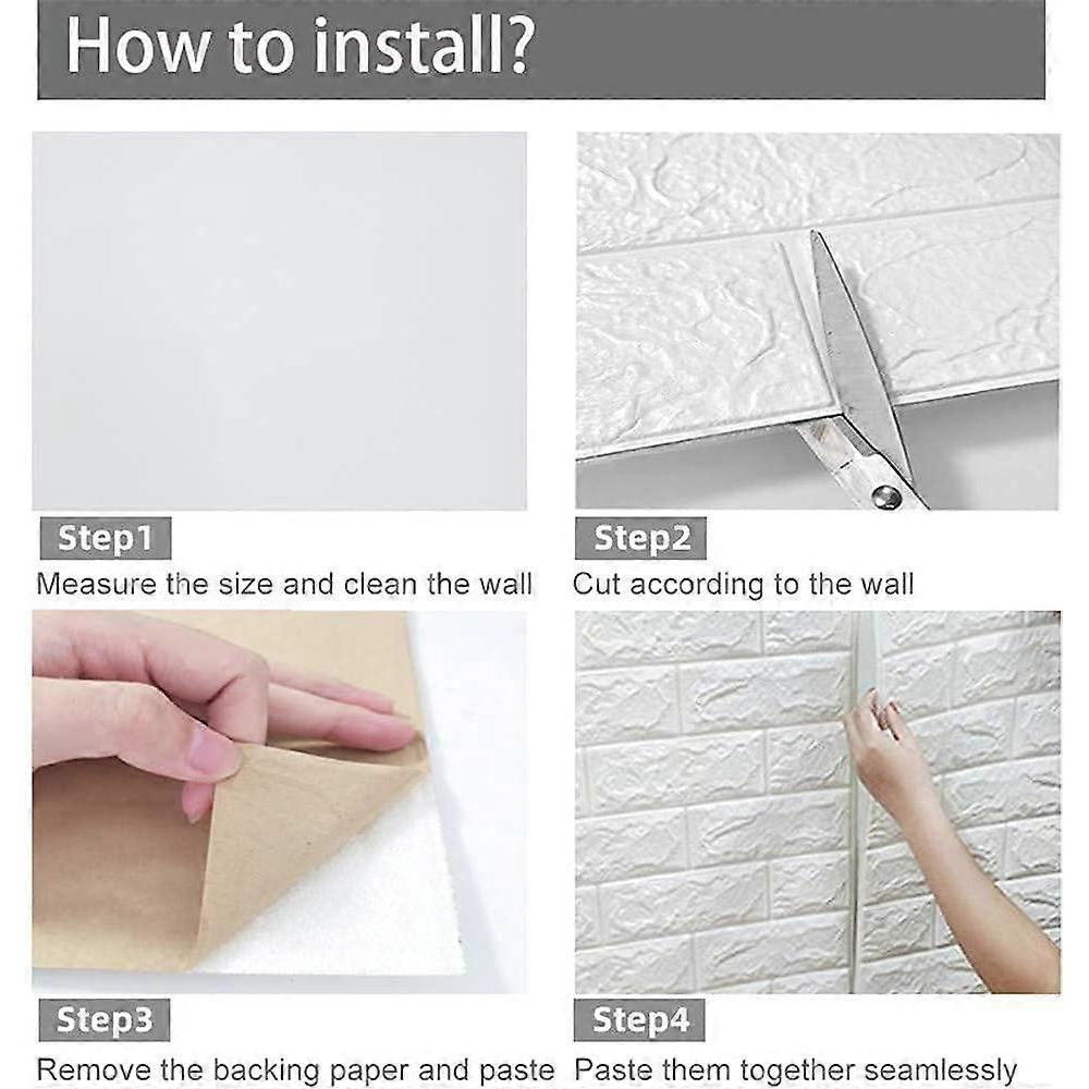 10 PCS 3D Brick Wallpaper, 13×15’’ DIY Self Adhesive Wall Tiles, Waterproof, Home Decoration