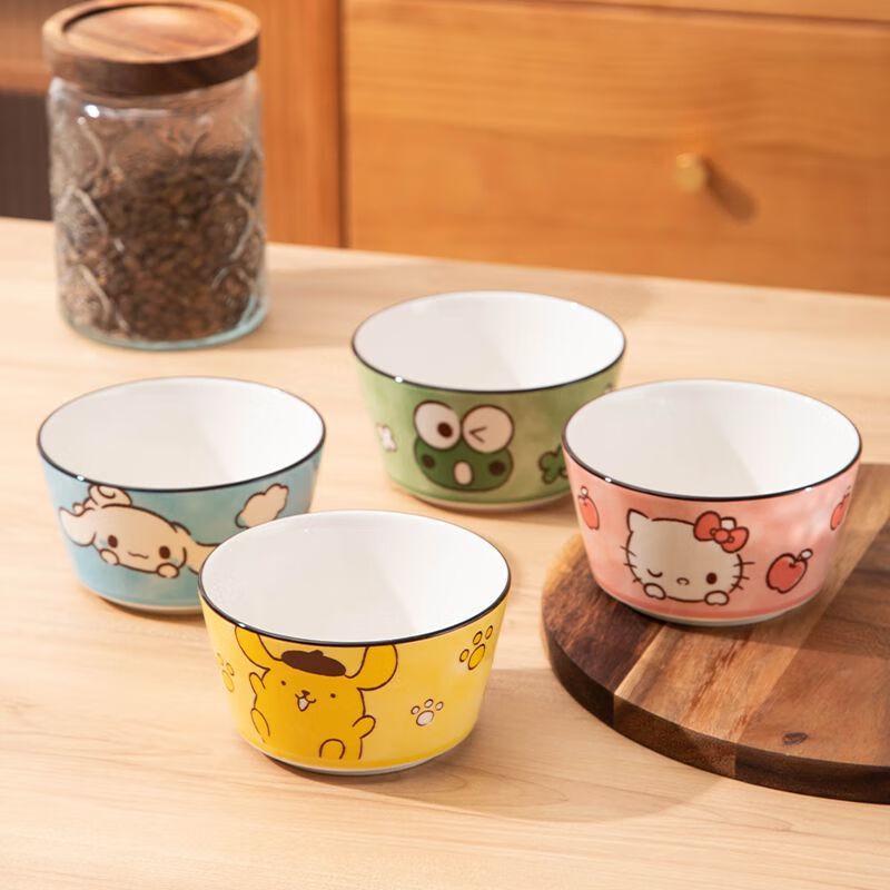 Linpan Cartoon Ceramic Rice Bowl Set