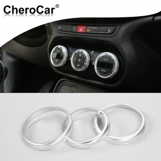 3pcs  Air Conditioner Switch Knob Trim Cover Ring For Jeep Renegade Interior