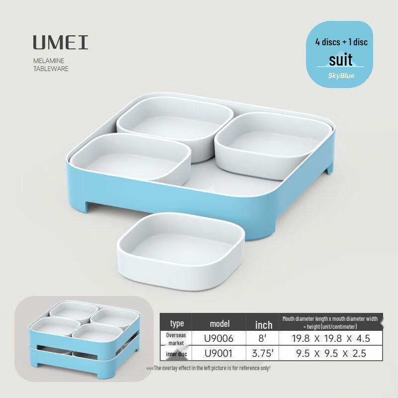 Jijun Two-Tone Melamine Compartment Dinner Plate Set