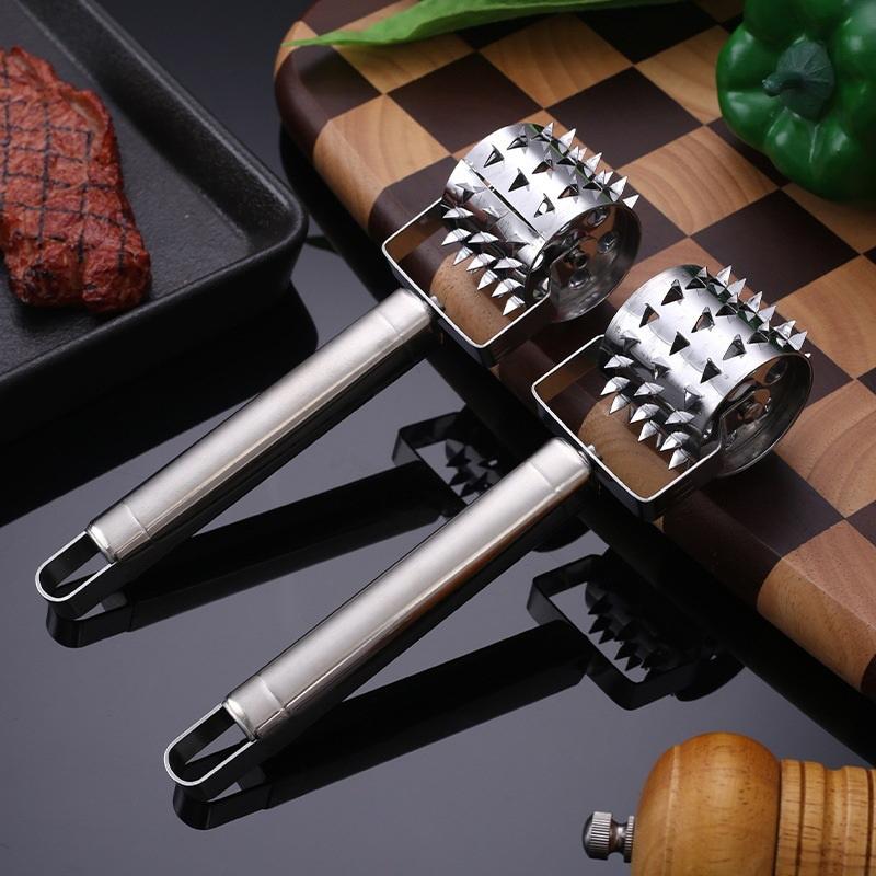 Edelstahl Steak Fleischklopfer Hammer Lockeres Fleisch Nadelstanzen Täglicher Sehnenbrecher Fleischeinführnadelroller