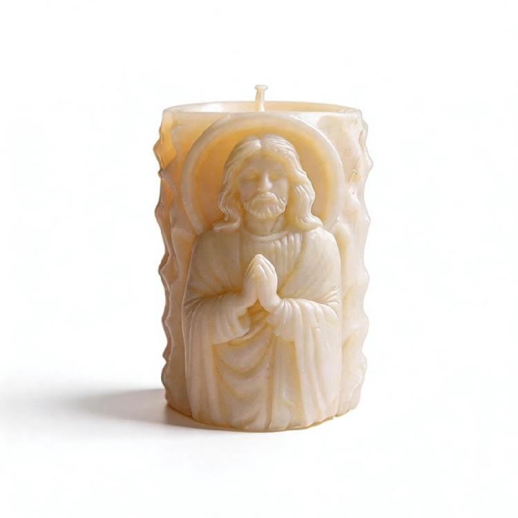 Religious Carving Cylinder Candle Silicone Mold For Handmade Candle Soap Chocolate Home Decoration and Resin Casting