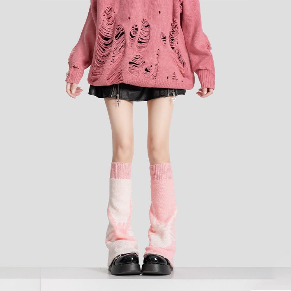 

Гетры вязаные с сердечками, чулки до колена с пауком, дышащие, для девочек, покрытие для ботинок в стиле Лолита, для девочки Pink Spider