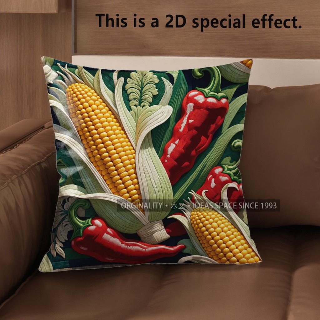 2D Harvest Farm Corn Chili Throw Pillow Covers Pattern Cushion Cover Suitable For Sofa Bedroom Car Pillow Cover