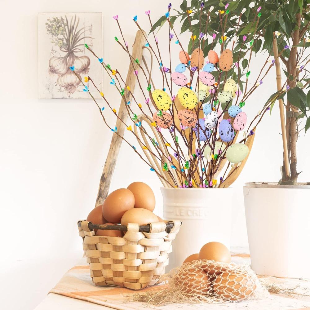 26pcs Artificial Easter Spray Vine with Pastel Easter Eggs and Berries- Decorative Spring Floral Stems-Easter Egg Twig Branches