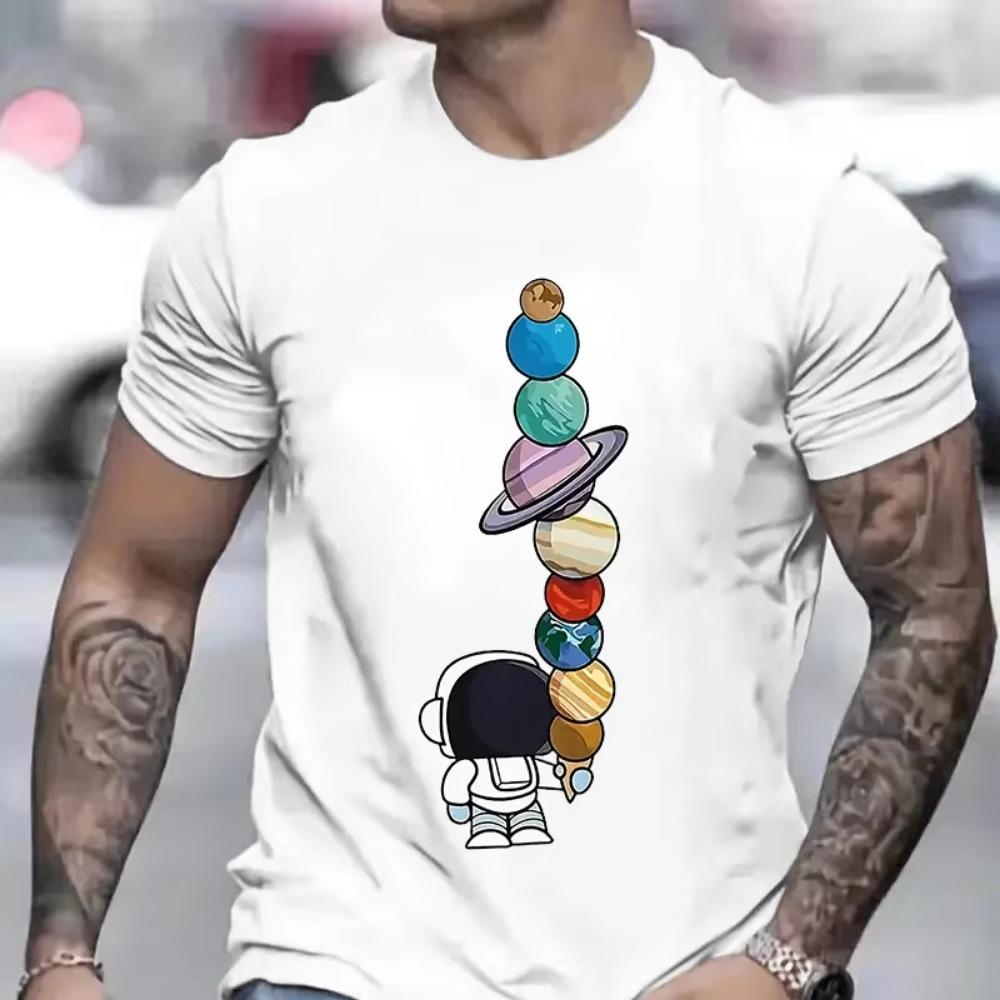 2024 Men's T-shirt Short Sleeve Tees Male Loose T-shirt Space Astronaut Men's Tops New Brand Men's T-shirt Camisetas De Hombre
