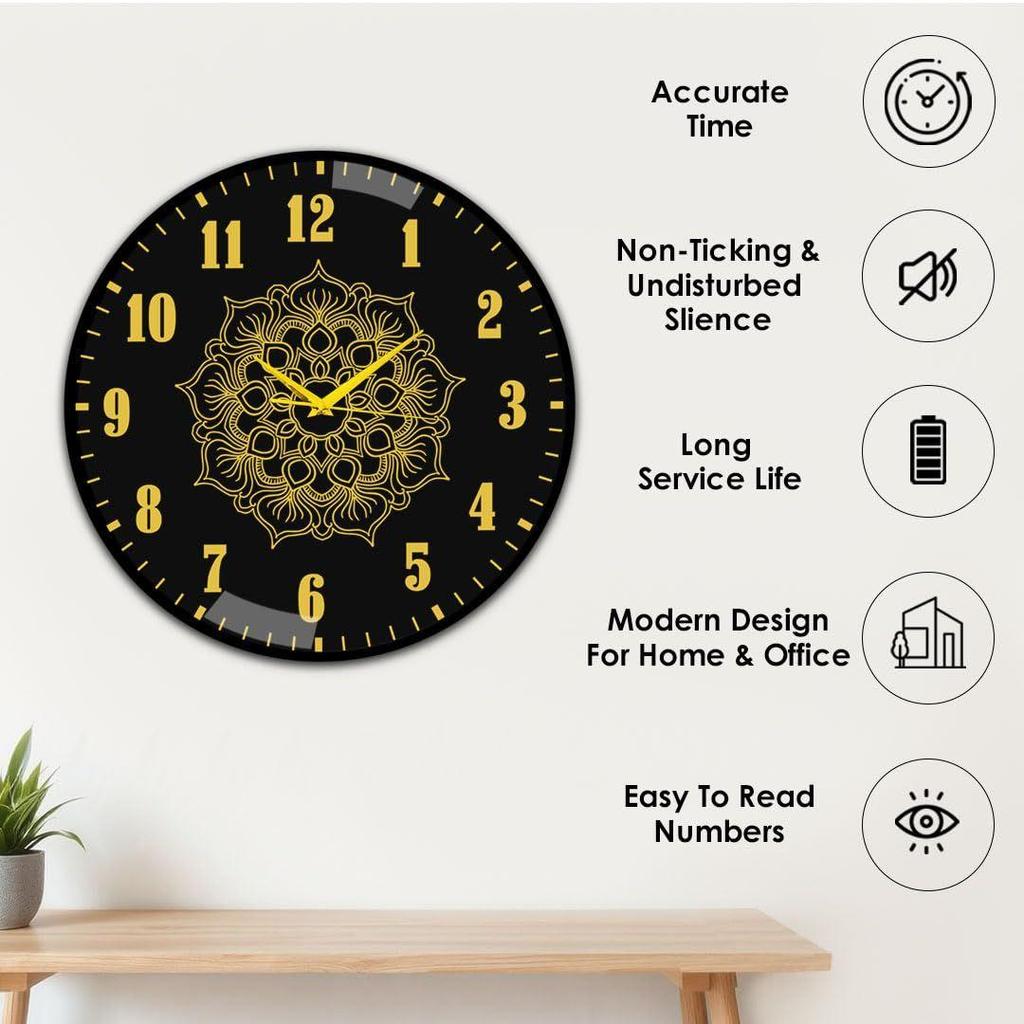 Big Decorative Designer Latest and Stylish Glass Digital Wall Clock Suitalbe for Living Room Hall Bedroom, Silent Non Ticking and Noiseless Clock,