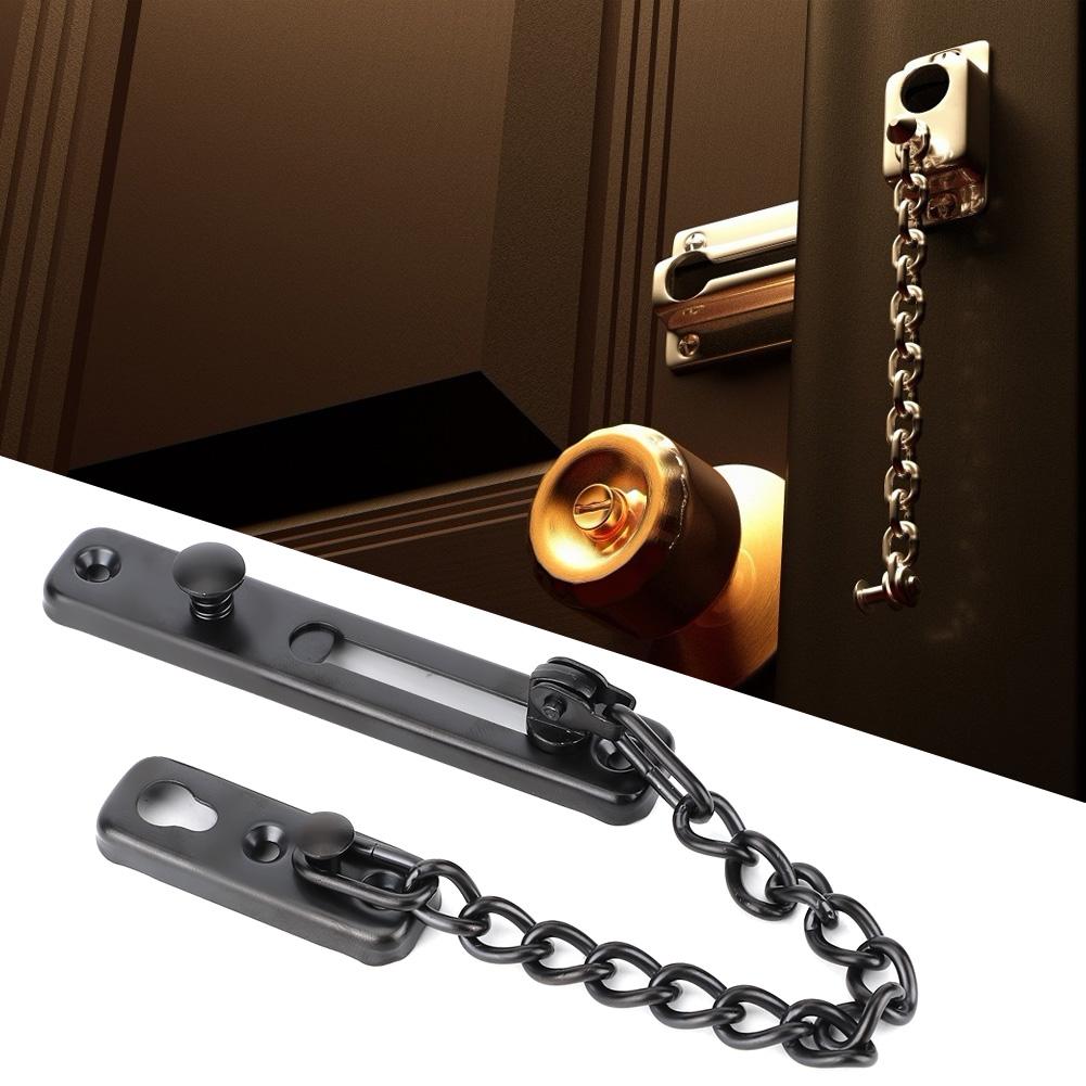 

Stainless Steel Durable Anti Theft Chain Lock Safety Security Guard Door Lock Latch Home Hotel(Black ) чёрный