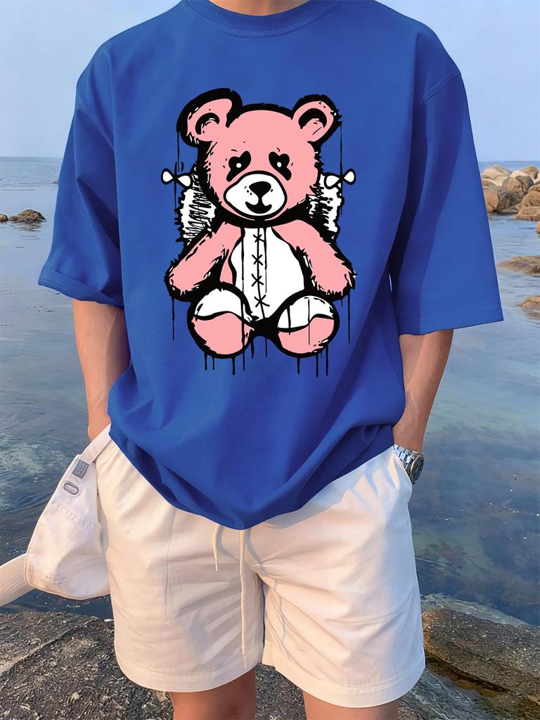 Cartoon Bear Preparing To Rest Prints TShirts Womens Summer Cotton Tops ONeck Comfortable Loose Short Sleeve Casual Clothes