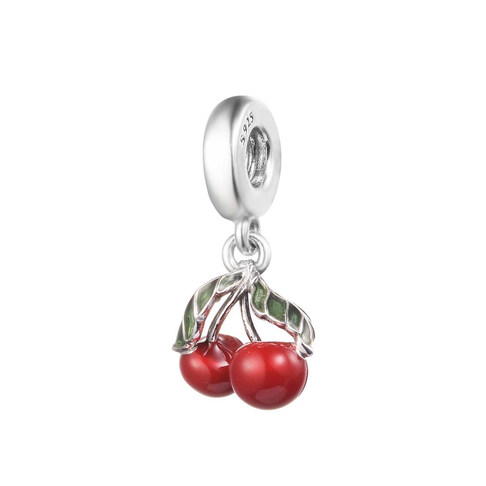 Fits Europe Bracelet Femme 925 Sterling Silver Cherry Fruit Dangle Charm Beads for Women DIY Jewelry Making Berloque 2022 New