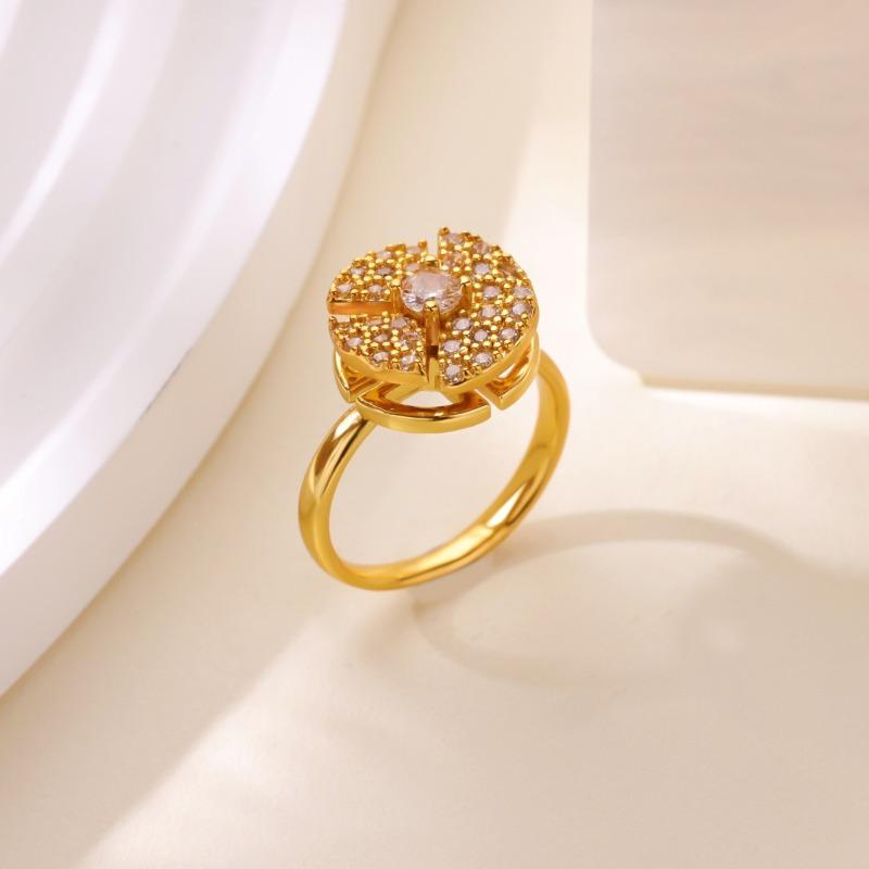 Mode Hunderte von personalisierten drehbaren vierblättrigen Kleeblatt-Ringen mit eingelegten Zirkonen, verstellbar, Schmuck