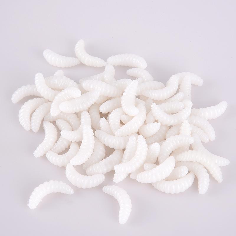 Confezione da 50 Amo da Pesca Morbido, Verme Odoroso da 2 cm Gamberetti Fluorescenti, Esca Sospendente per Pesci Esca Jigging
