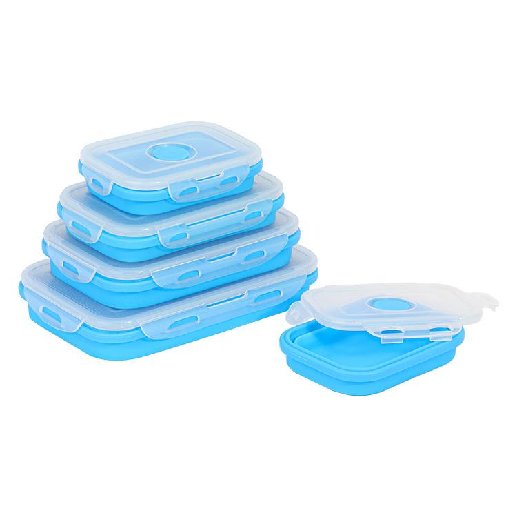 1200ML Silicone Foldable Lunch Box Collapsible Food Storage Container Bento BPA Free Microwavable Portable Picnic Rectangle Box