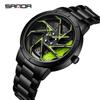 Sanda Men's Creative Wheel Quartz Watch - Trendy Rotating Waterproof Wristwatch