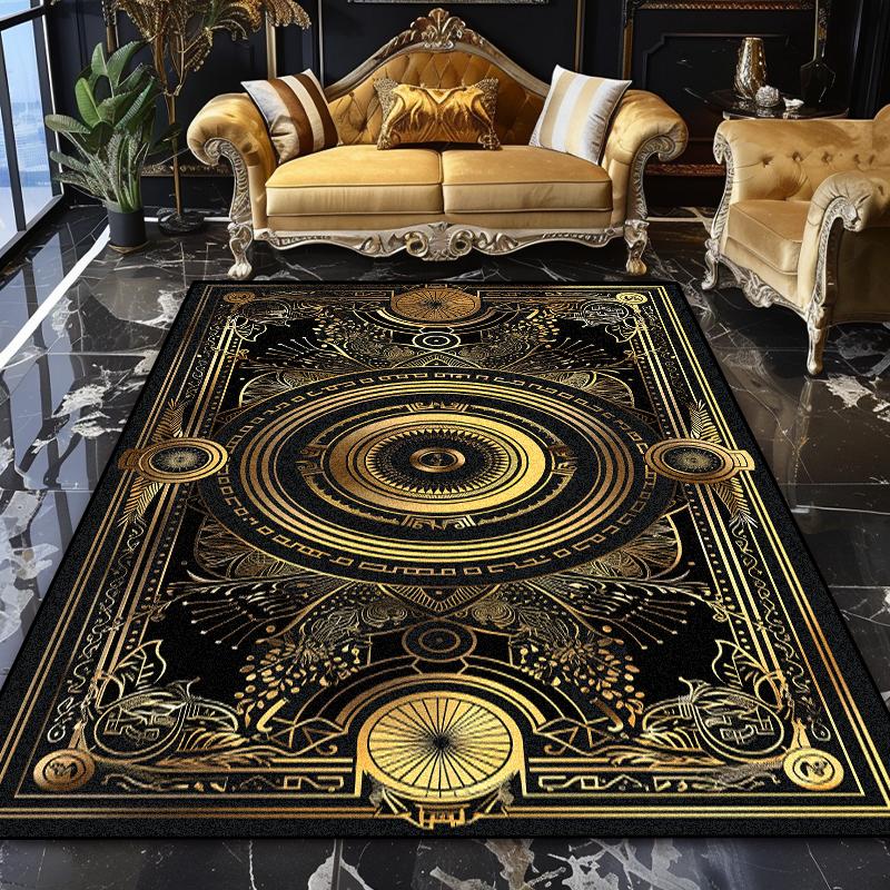 European Luxury Washable Black Large Area Rugs Marble Decoration Home Sofa Living Room Carpet Bedroom Non-slip Plush Floor Mats