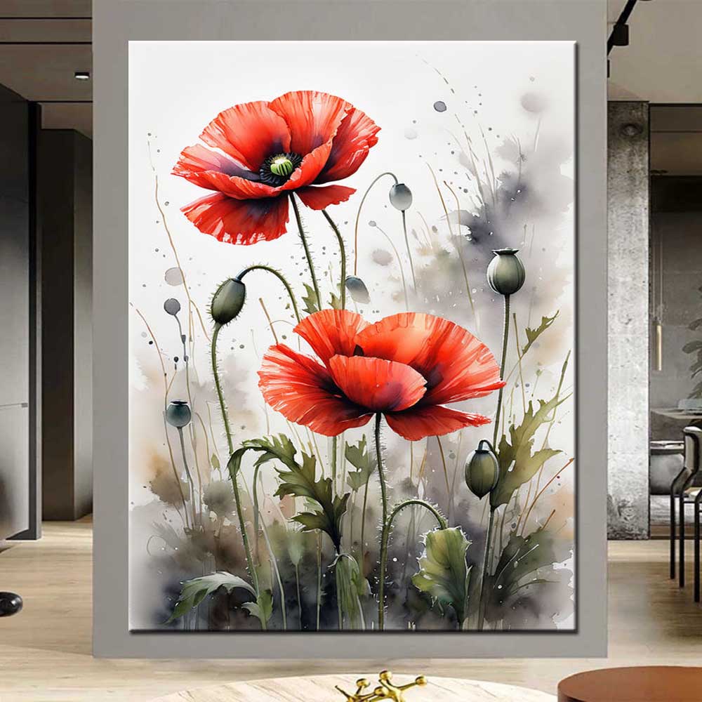 

Цветок мака DIY Алмазная картина Новинка 2024 года Вышивка крестом Мозаика Алмазная вышивка Распродажа Для домашнего декора Подарок J3989 round 40x30cm