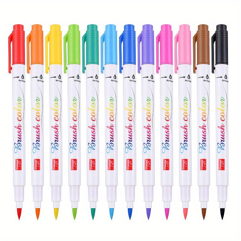 12 Colors Colorful Beauty Pens, Fluorescent Colored Small Letters, Large Regular Letters for Students To Practice Calligraphy, Soft Head Graffiti