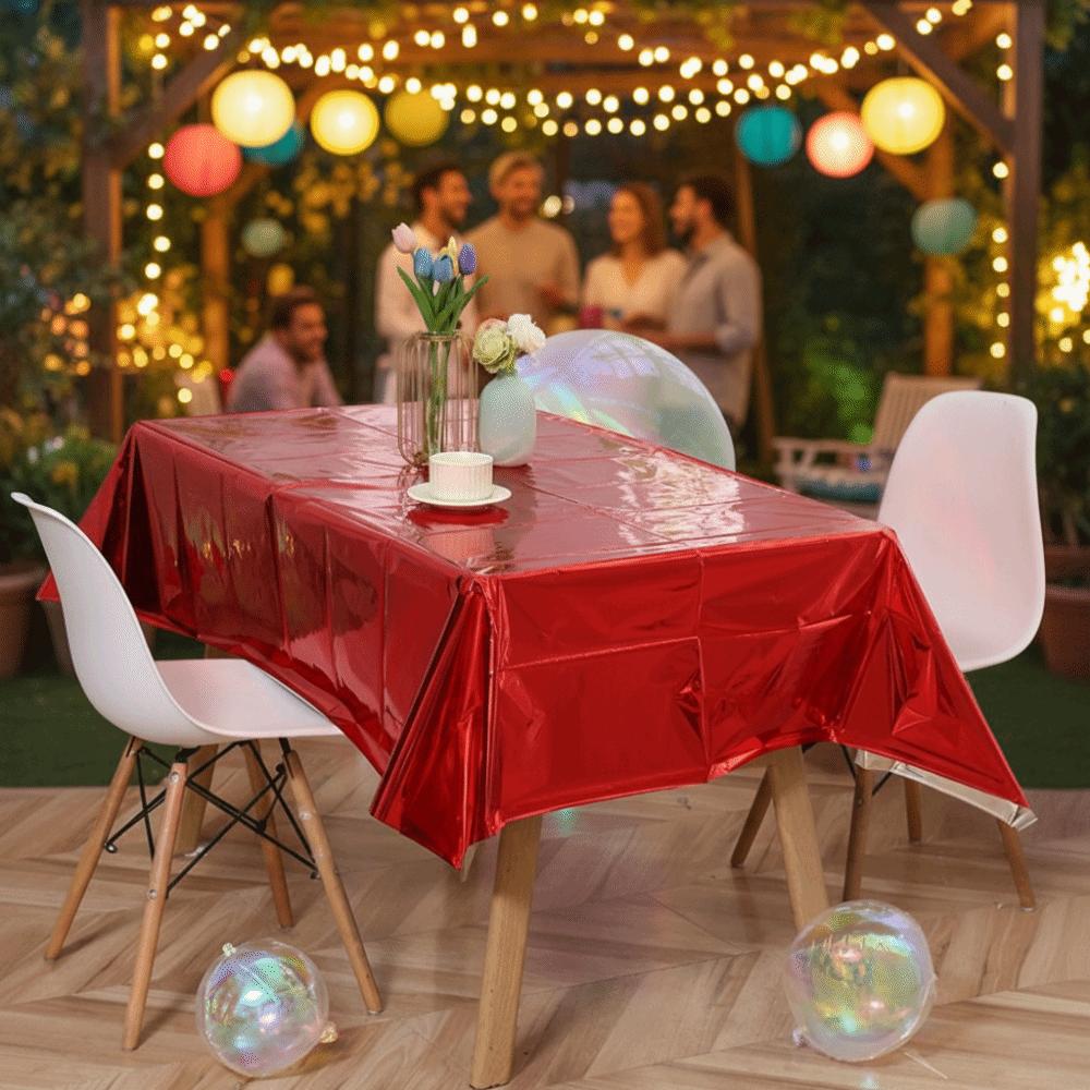 5PCS Colorful Aluminum Film Tablecloth Waterproof Plastic Tablecloth  Holiday Celebration