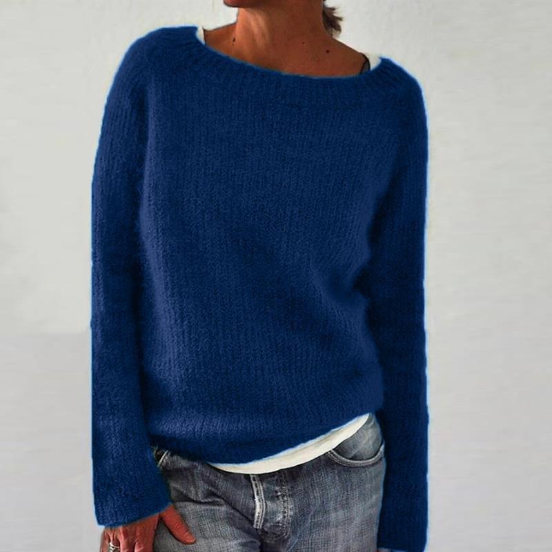 Women's Color Block Round Neck Loose Fashion Sweater - Hot Sale