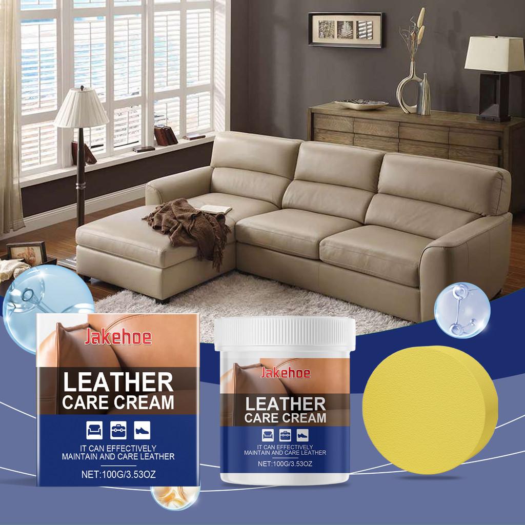 Jakehoe Leather Care Cream For Home Cleaning Waterproof And Brightening 100g With Sponge