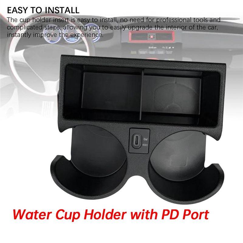 Car Water Cup Holder With PD Port Heatproof Plastic Drink Cup Holder For Nissan Patrol Y61 1997-2016 Models- FYE727068/FYE727069