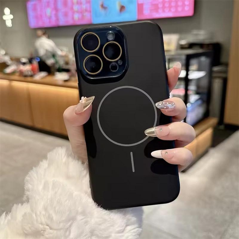 

Роскошный чехол из жидкого силикона Magsafe с защитой для линз из стекла для iPhone17 16 15 14 13 12 11 Pro Max Plus Магнитная крышка для беспроводной зарядки iPhone 15 Pro Max