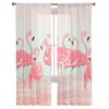 Luxury Tulle Curtains Summer Flamingo Tropical Living Room Kitchen Chiffon Curtain Youth Bedroom Sheer Floor Valance Curtain