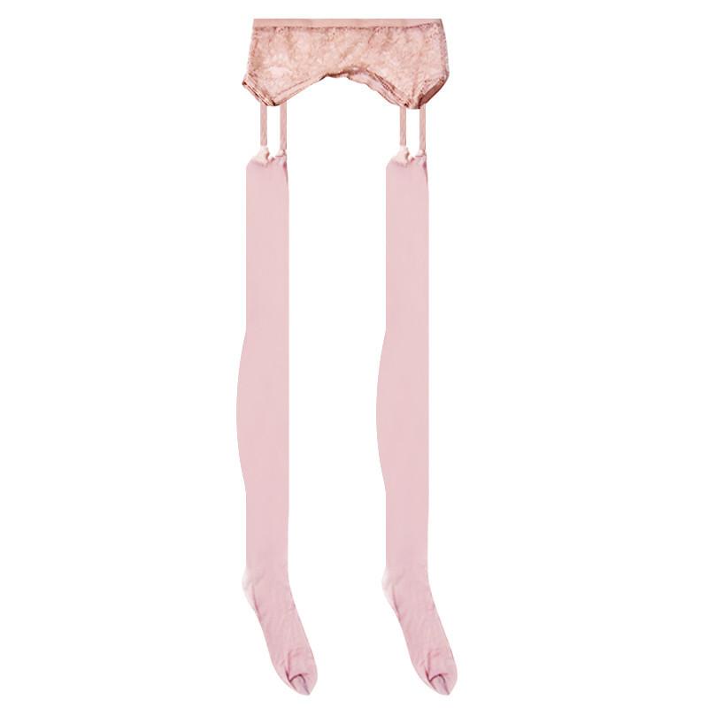 Shiny Stockings with Open Crotch, Sexy Lace Garter Belt, Mood Full-Length Over-the-Knee Black Stockings for Women