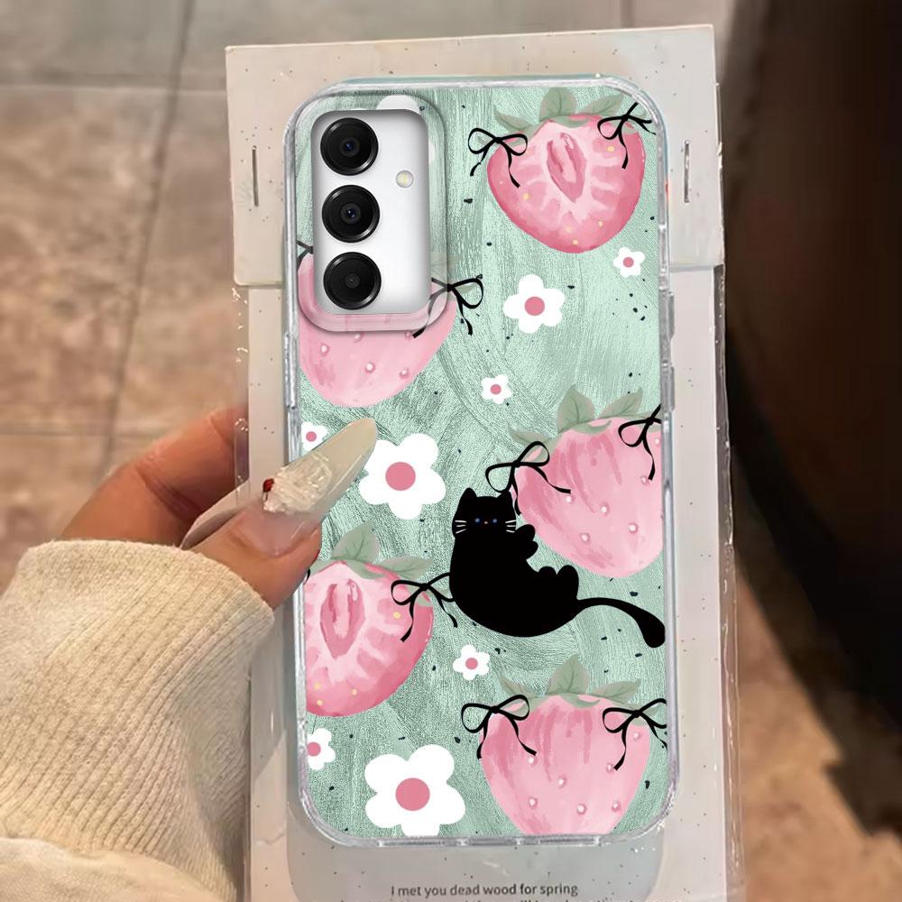 Cartoon Pink Fruit Cherry Butterfly Phone Case for Samsung Galaxy A55 A56 A36 A26 A16 A53 A06 A14 A24 A34 A54 A15 A25 A35 Cover