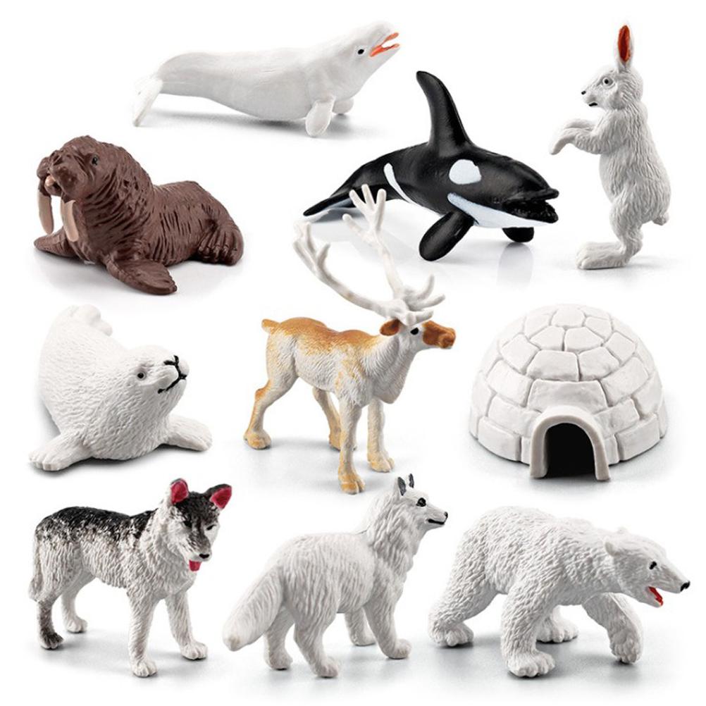 10Pcs Arctic Circle Ocean Sea Animal Figurines Set Animal Learning Models Figures Christmas New Year Birthdays Gift