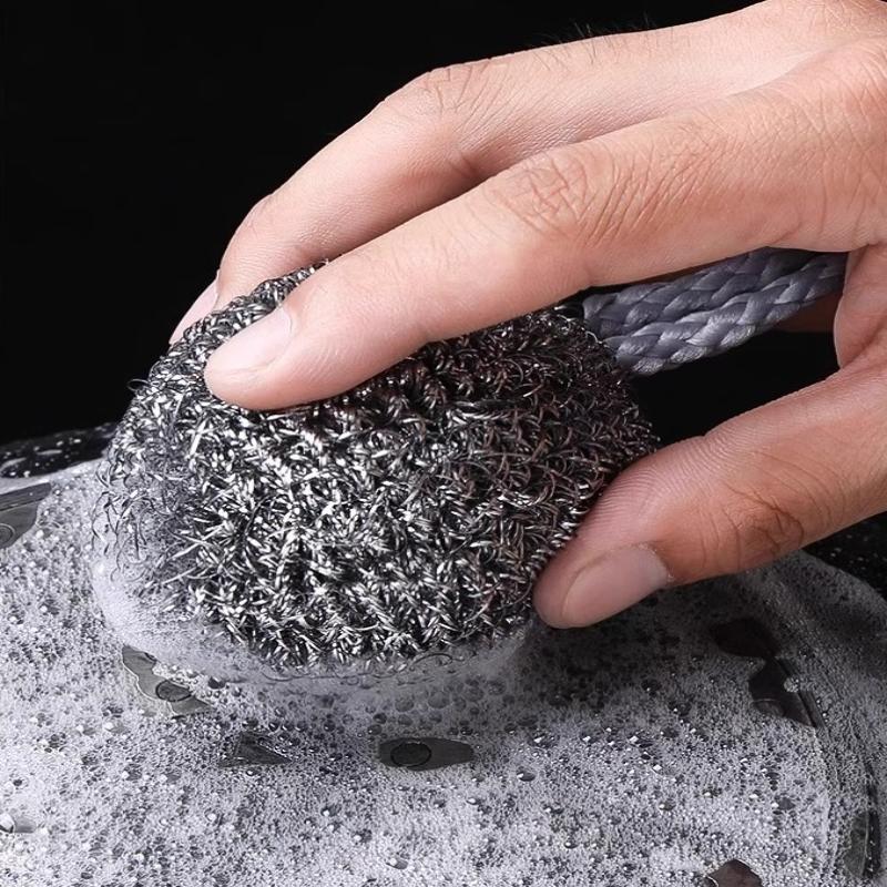1/3/6 Pcs Grease Removal Tool Steel Wool Ball Stainless Steel Dishwashing Balls For Heavy-Duty Remove Grease Burnt Stains Kitchen