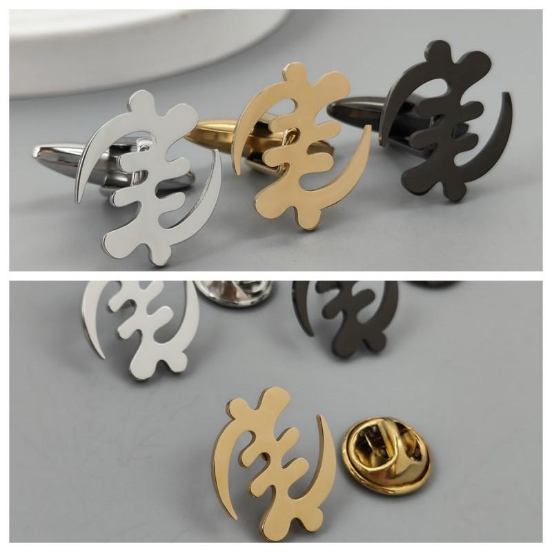Fengzi Brooch Cufflinks Autumn Hot Item Creative Personality Cutting Design Stainless Steel Material Exquisite Accessories