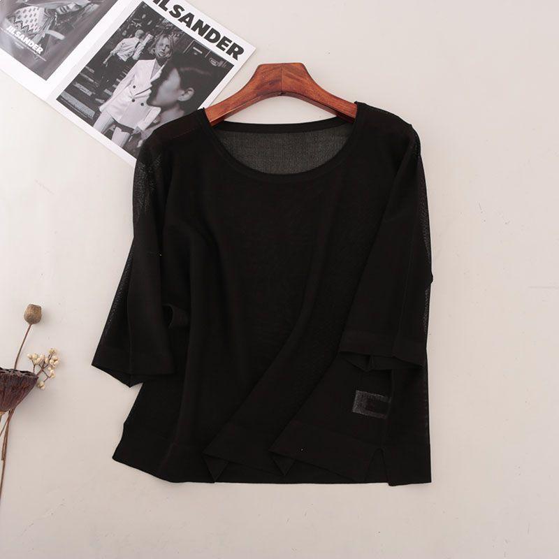 Super Silky Tencel Loose Version Knit Foreign Trade Original Order Summer Round Neck Pullover Short Sleeve Top Women