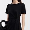 LANGZI Twisted Knot Draped Midi Dress