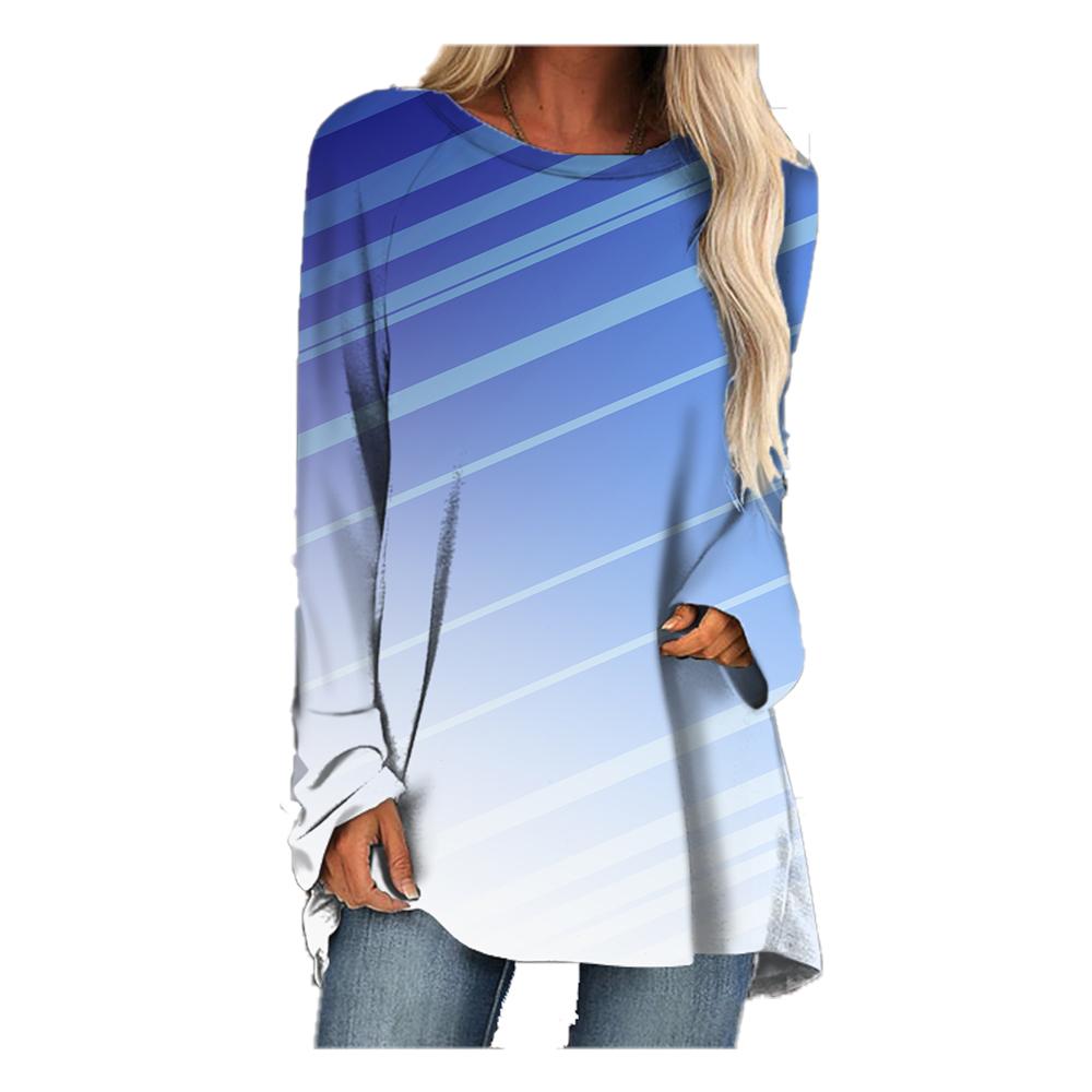 Women T-shirt Fashion Printed T-shirt Harajuku Style Long Sleeve Top Plus Size Round Neck Street Apparel Casual T-shirt