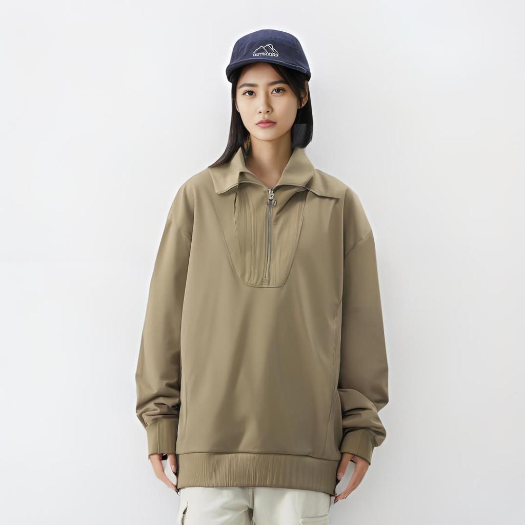 Anta Comprehensive Training Collection Sports Lifestyle Collection Sweatshirt Women's Walnut Khaki 162447730N-1