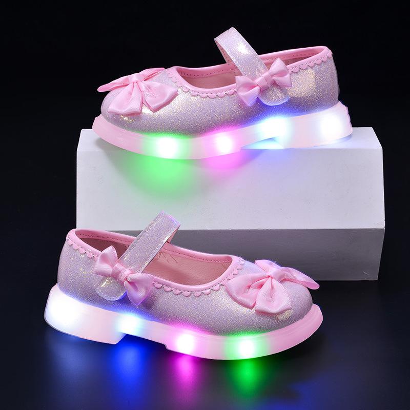 Leuchtende Prinzessinnen-Schleifen-Schuhe für Kinder - Auftrittsschuhe für Kleinkinder & Mädchen