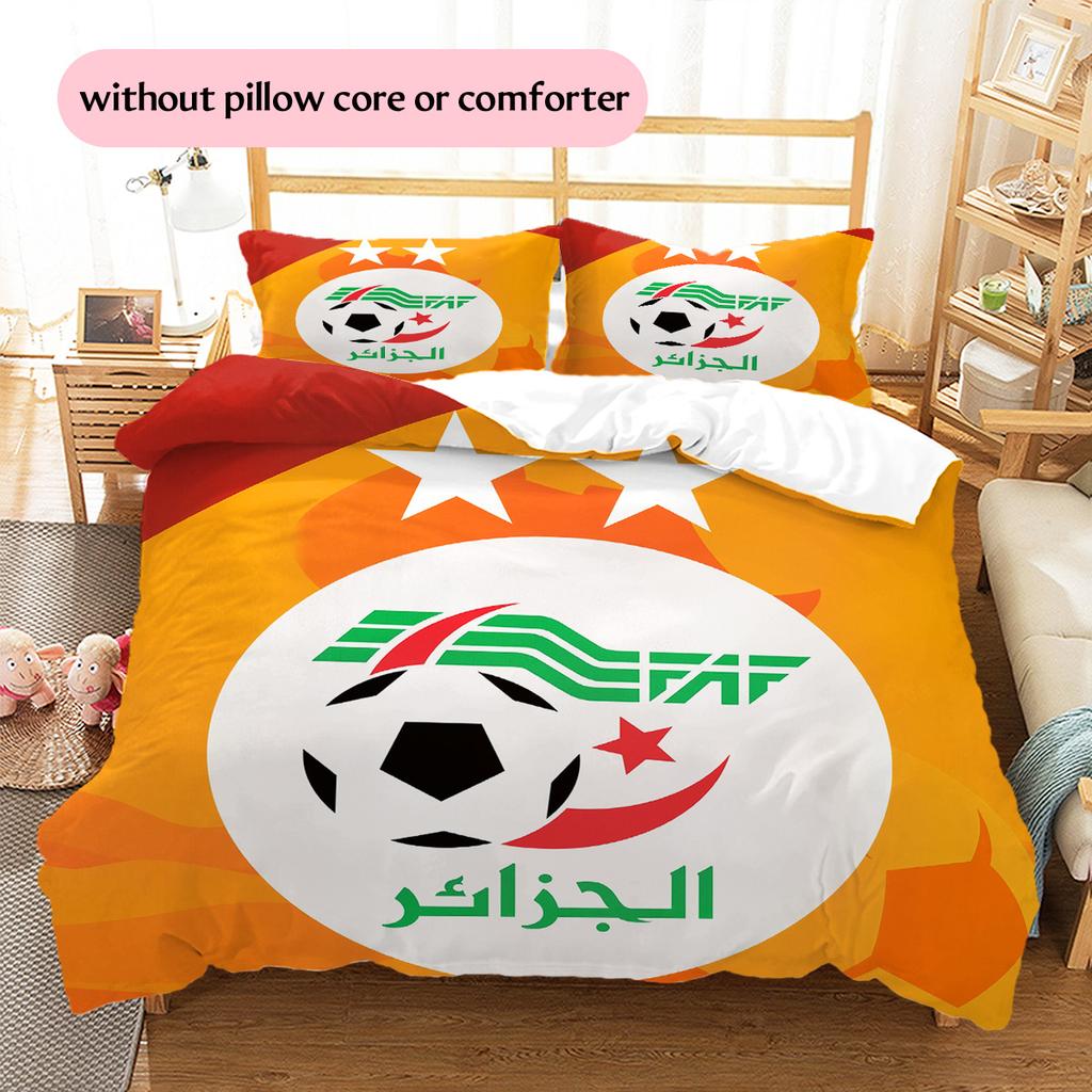Algerien Nationalmannschaft Muster Bettwäsche Bettdecken-Set Heimdekoration Geschenk (1 Bettbezug + 2 Kissenbezüge (ohne Füllung))