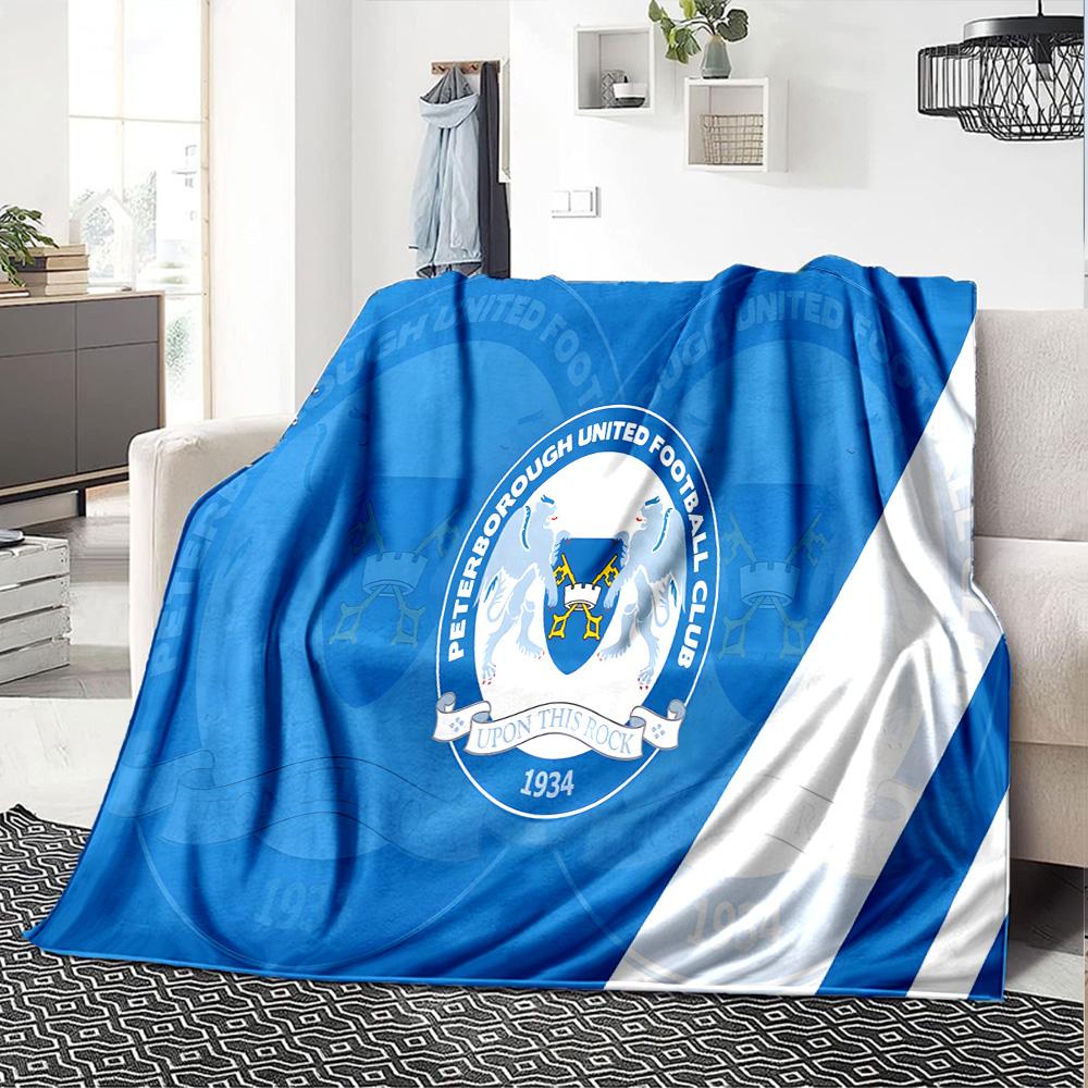 Peterborough Crest Flannel Blanket, Soft Polyester, Modern Design, All-Season for Camping, Travel, Gifts for holidays or birthdays