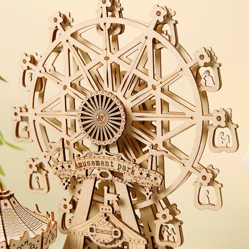 3D Dream Amusement Park Wooden Jigsaw Puzzle: Children's Educational Toy and Desk Ornament
