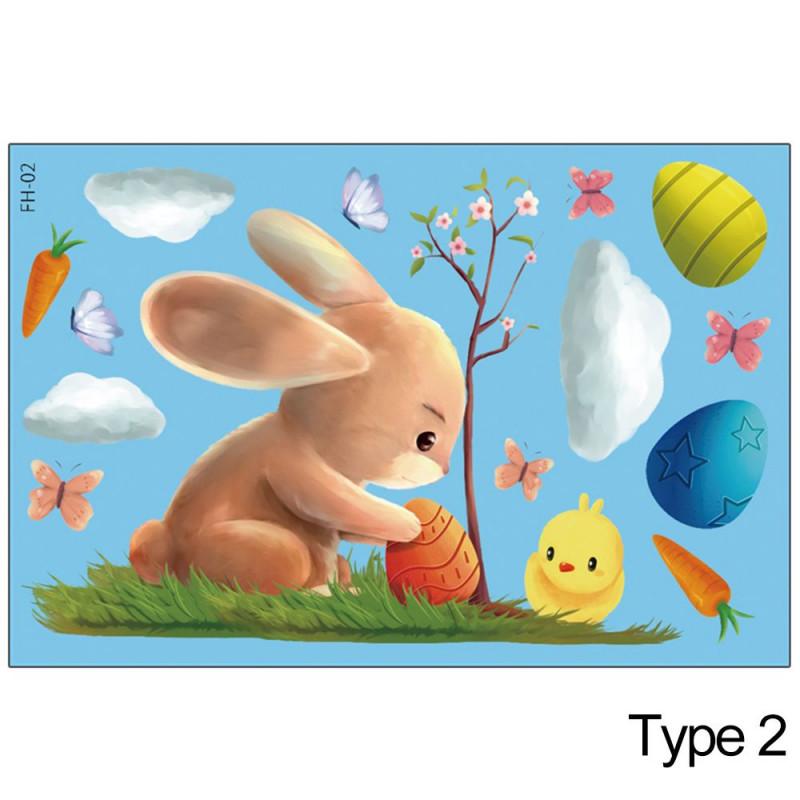 

Мультфильм Кролик ПВХ Окно Наклейка Пасхальный Милый Кролик Наклейки На Стену Дверь Паста Украшения
