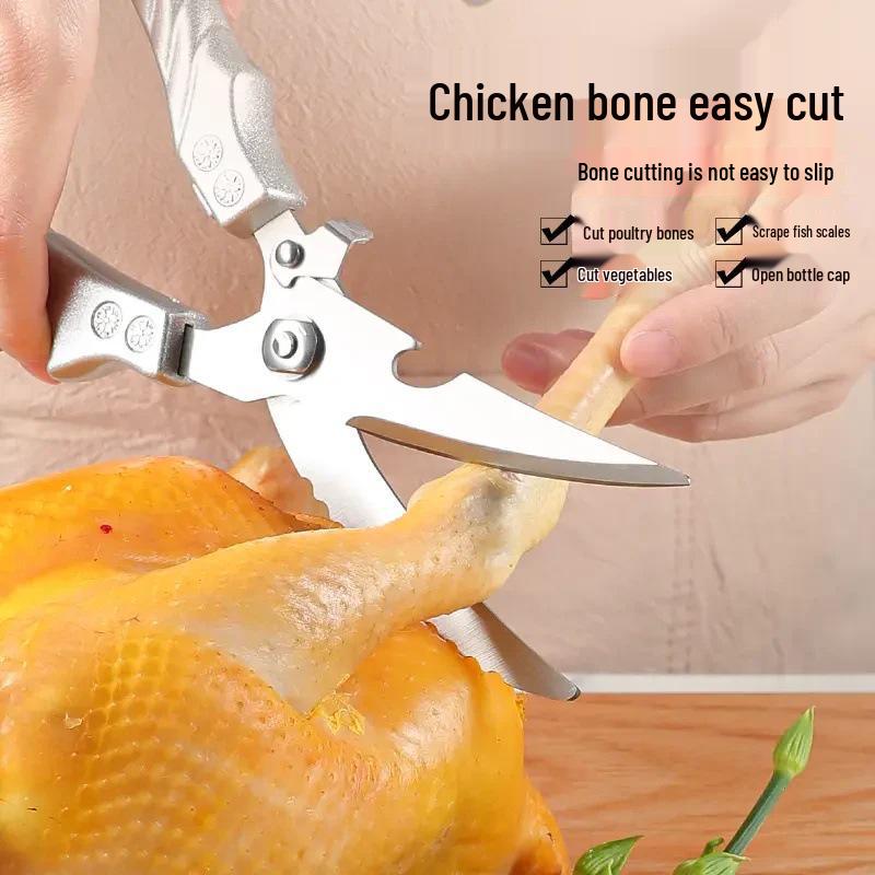 New Arrival: Extra Large Japanese Kitchen Scissors - Multifunctional, Thickened, Lengthened, and Labor-Saving for Chicken and Fish Bones