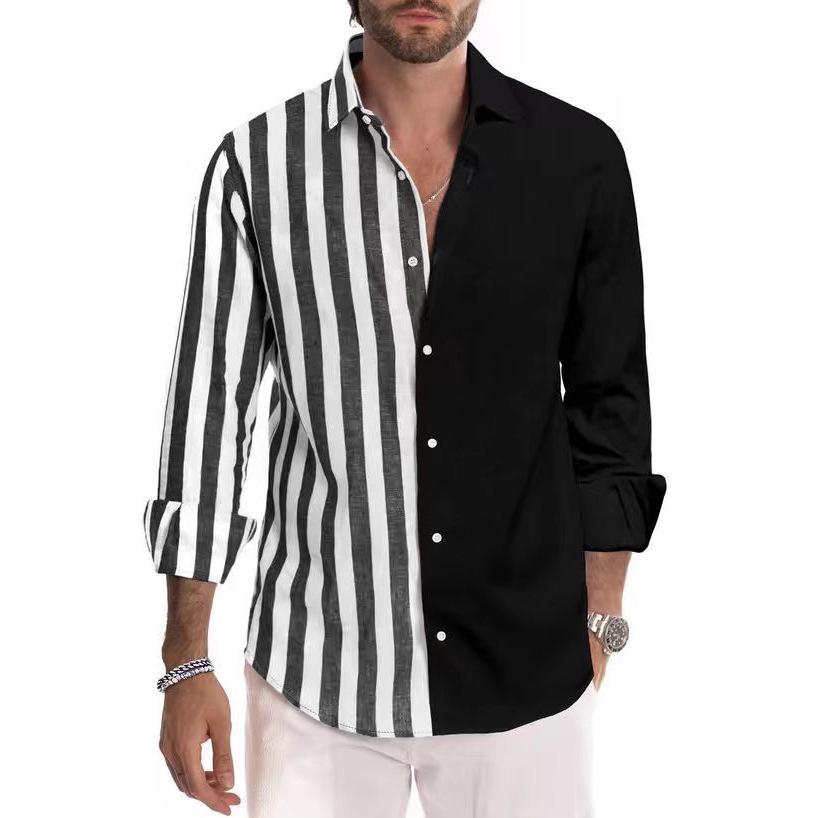 Men's Striped Long Sleeve Shirt - Spring/Autumn Fashion