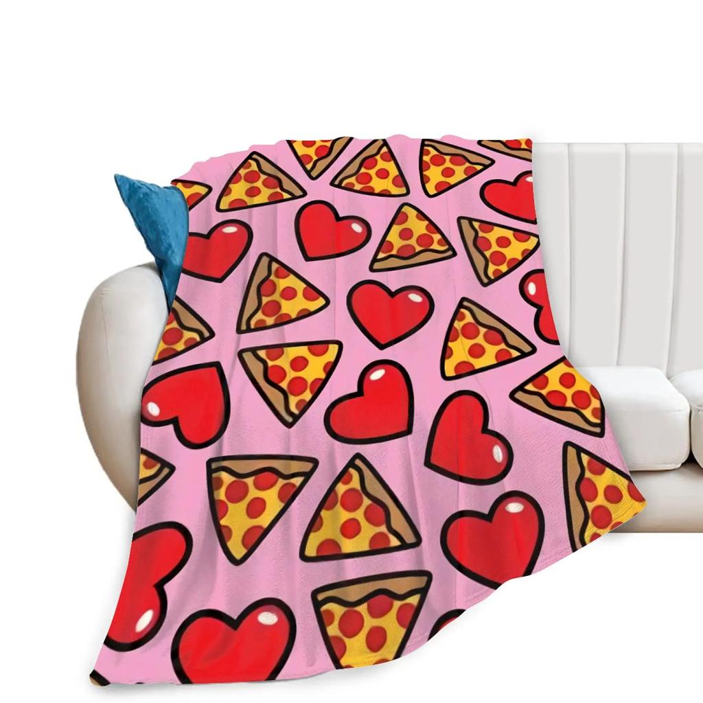 Pizza Blanket Throw Sausage Pizza Flannel Blanket for Kids Teen Boys Girls Fast Food Themed King Queen Full Size Super Soft Warm