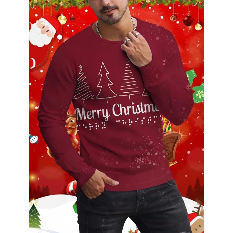 Christmas Series Man T Shirts 3D Funny Harajuku Printed Fashion Long Sleeve Round Neck Clothing For Men Casual Tops T-shirt