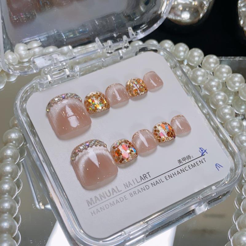 

Блестящие накладки для ногтей на ногах ручной работы с пайетками - Наклейки для нейл-арта высокого класса Small