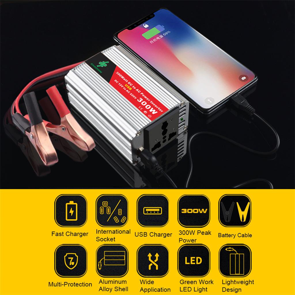 Samochodowy Zewnętrzny Inwerter Solarny 150W200W250W300W Akumulator z Przetwornicą Mocy z Gniazdem Zapalniczki