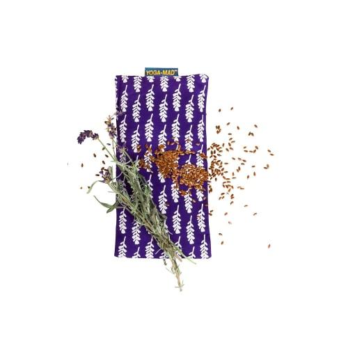 Yoga-Mad Eye Pillow, 100% Organic Cotton with Lavender and Flaxseed, for Stress Relief, Eye Bags, Aromatherapy, and Relaxation. Purple, Blue, One Size