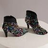 Fashion New Silver Sequin 8cm High-heeled Short Boots European American Autumn Winter Fashionable Elegant Women Ankle Boots Size 34-47